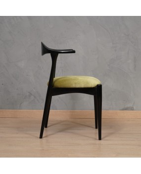 MidCentury Beech Wood and Green Fabric Danish Manufacture Dinning Chairs, 1960