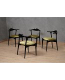 MidCentury Beech Wood and Green Fabric Danish Manufacture Dinning Chairs, 1960 MidCentury Beech Wood and Green Fabric Danish Manufacture Dinning Chairs, 1960