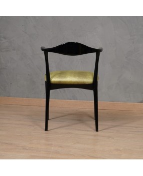MidCentury Beech Wood and Green Fabric Danish Manufacture Dinning Chairs, 1960