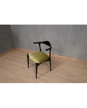 MidCentury Beech Wood and Green Fabric Danish Manufacture Dinning Chairs, 1960