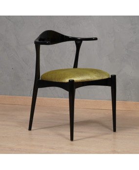 MidCentury Beech Wood and Green Fabric Danish Manufacture Dinning Chairs, 1960