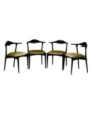 MidCentury Beech Wood and Green Fabric Danish Manufacture Dinning Chairs, 1960 MidCentury Beech Wood and Green Fabric Danish Manufacture Dinning Chairs, 1960