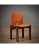 Afra & Tobia Scarpa per Cassina Model 121 Leather Walnut Dinning Chairs, 1967