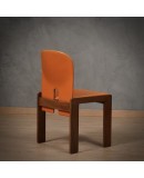 Afra & Tobia Scarpa per Cassina Model 121 Leather Walnut Dinning Chairs, 1967