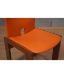 Afra & Tobia Scarpa per Cassina Model 121 Leather Walnut Dinning Chairs, 1967