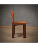 Afra & Tobia Scarpa per Cassina Model 121 Leather Walnut Dinning Chairs, 1967