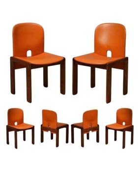 SD 89 Sedie da pranzo Afra & Tobia Scarpa per Cassina modello 121 in pelle, 1967