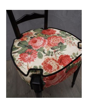 Pair of Midcentury High Back Ladder Flowery Fabric Italian Chiavari Chairs, 1950