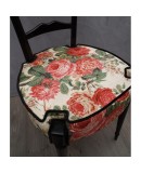 Pair of Midcentury High Back Ladder Flowery Fabric Italian Chiavari Chairs, 1950 Pair of Midcentury High Back Ladder Flowery Fabric Italian Chiavari Chairs, 1950