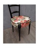 Pair of Midcentury High Back Ladder Flowery Fabric Italian Chiavari Chairs, 1950 Pair of Midcentury High Back Ladder Flowery Fabric Italian Chiavari Chairs, 1950