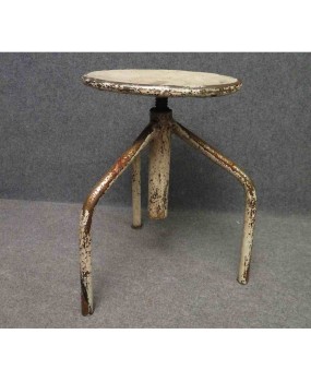 Midcentury Round Metal Italian Industrial Stool, 1960