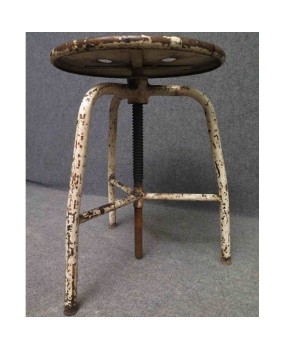 Midcentury Round Metal Italian Industrial Stool, 1960