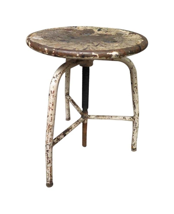 Midcentury Round Metal Italian Industrial Stool, 1960 Midcentury Round Metal Italian Industrial Stool, 1960