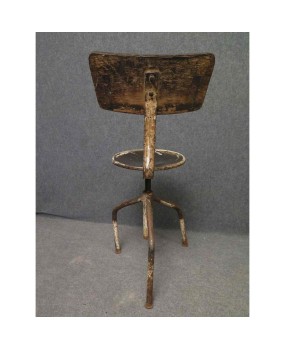 Midcentury Round Metal Italian Industrial Stool, 1960