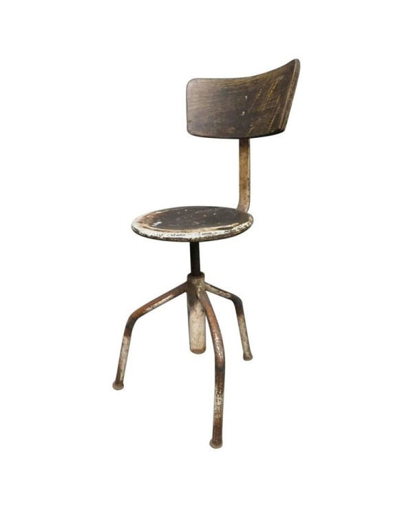 Midcentury Round Metal Italian Industrial Stool, 1960 Midcentury Round Metal Italian Industrial Stool, 1960