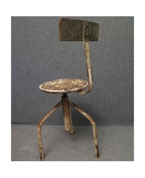 Midcentury Round Metal Italian Industrial Stool, 1960