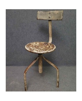 Midcentury Round Metal Italian Industrial Stool, 1960