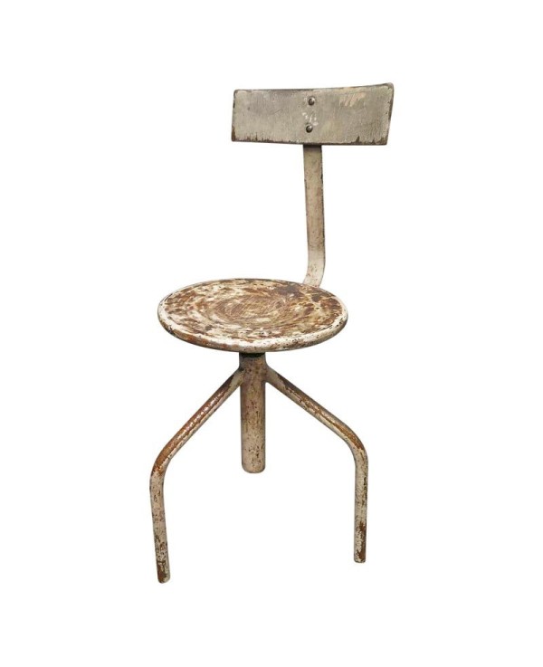 Midcentury Round Metal Italian Industrial Stool, 1960 Midcentury Round Metal Italian Industrial Stool, 1960