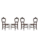 4 Louis Philippe Style Walnut and Vienna Straw Italian Chairs, 1940