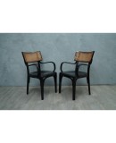 Artnouveau Black Wood and Vienna Straw Chairs, 1910