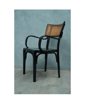 Artnouveau Black Wood and Vienna Straw Chairs, 1910