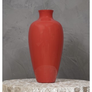 Venini Murano Labuan Series Blown Glass Red Color Vase, 1985