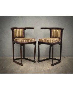 SD 74 Coppia di sedie austriache Art Nouveau in legno di faggio e velluto a righe, 1910
