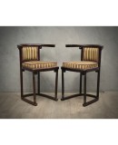 Pair of Art Nouveau Beech Wood and Striped Velvet Austrian Chairs, 1910 Pair of Art Nouveau Beech Wood and Striped Velvet Austrian Chairs, 1910