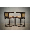 Pair of Art Nouveau Beech Wood and Striped Velvet Austrian Chairs, 1910 Pair of Art Nouveau Beech Wood and Striped Velvet Austrian Chairs, 1910
