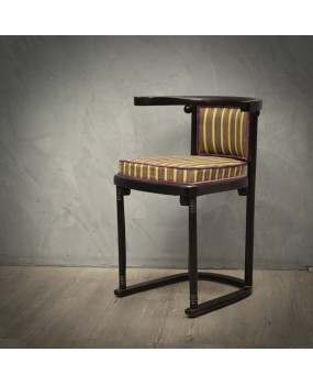 Pair of Art Nouveau Beech Wood and Striped Velvet Austrian Chairs, 1910