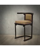 Pair of Art Nouveau Beech Wood and Striped Velvet Austrian Chairs, 1910 Pair of Art Nouveau Beech Wood and Striped Velvet Austrian Chairs, 1910