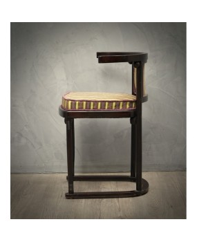 Pair of Art Nouveau Beech Wood and Striped Velvet Austrian Chairs, 1910