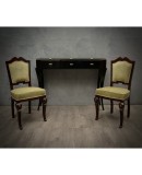 Art Deco Mahogany Wood and Geometric Green Velvet Chairs, 1920 Art Deco Mahogany Wood and Geometric Green Velvet Chairs, 1920