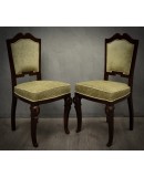 Art Deco Mahogany Wood and Geometric Green Velvet Chairs, 1920 Art Deco Mahogany Wood and Geometric Green Velvet Chairs, 1920