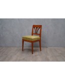 Biedermeier Squared Walnut and Geometric Green Velvet Austrian Chairs, 1850