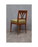 Biedermeier Squared Walnut and Geometric Green Velvet Austrian Chairs, 1850