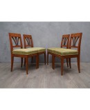 Biedermeier Squared Walnut and Geometric Green Velvet Austrian Chairs, 1850