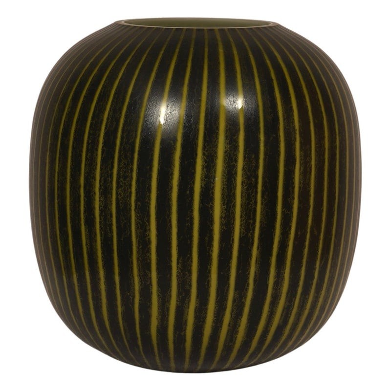 V 29 Vaso in vetro artistico di Murano nero e giallo, 1950