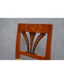 Biedermeier Squared Walnut and Geometric Green Velvet Austrian Chairs, 1850