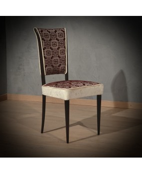 Midcentury Beech Wood White and Red Velvet Italian Chairs, 1950