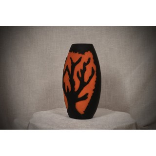 V 37 Vaso Ovale di Murano nei colori nero e arancione, 1980