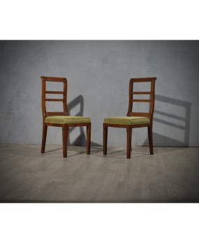 MidCentury Walnut Brass and Velvet ArmChairs, 1950