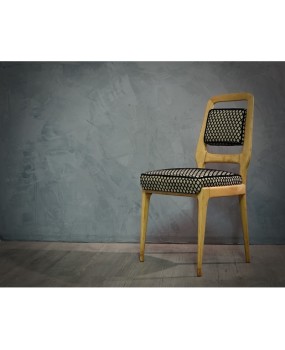Vittorio Dassi Maple Wood and Velvet Midcentury Chairs, 1950