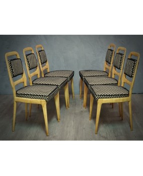 Vittorio Dassi Maple Wood and Velvet Midcentury Chairs, 1950
