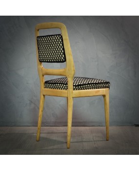 Vittorio Dassi Maple Wood and Velvet Midcentury Chairs, 1950