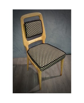 Vittorio Dassi Maple Wood and Velvet Midcentury Chairs, 1950