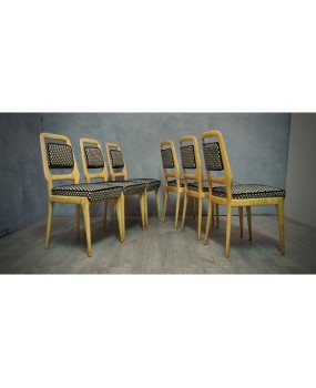 Vittorio Dassi Maple Wood and Velvet Midcentury Chairs, 1950