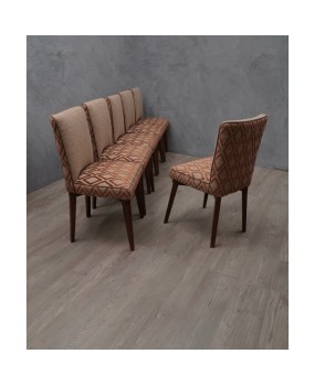 6 Pierluigi Colli Ash Wood and Fabric Italian Chairs, 1950