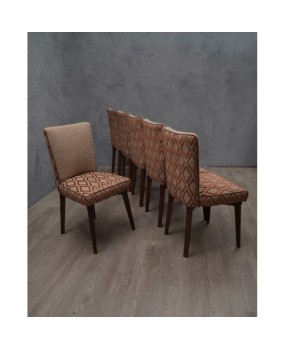6 Pierluigi Colli Ash Wood and Fabric Italian Chairs, 1950