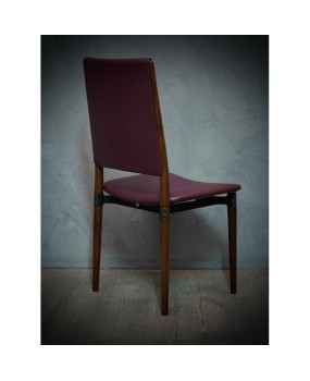 Osvaldo Borsani for Tecno Wood and Leather Chairs, 1960